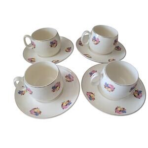 Vintage 30s Country Gentleman by Cavitt Shaw WS George Tea Cup Saucer Set of 4